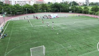 Sportsgirl - aerial view of soccer match in outdoor stadium | Trending HD Video