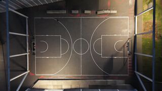 Sportsgirl - aerial view of urban basketball court at night | Trending HD Video