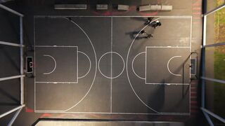 Sportsgirl - aerial view of outdoor basketball game at sunset | Trending HD Video