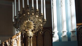a candle holder in the jewish church | Professional HD Video
