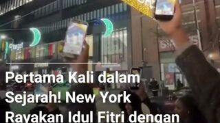 PERTAMA KALI DALAM SEJARAH, NEW YORK RAYAKAN IDUL FITRI DENGAN LAMPU " EID MUBARAK "