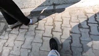 White cat with different colored eyes gets very excited every time we meet