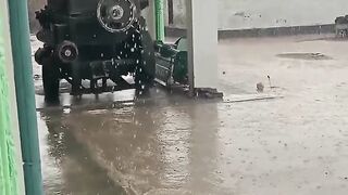 Heavy rain in village
