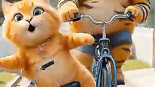 When Tiger ???? disturbed Orange Fat Cat ????. Cat taking funny revenge