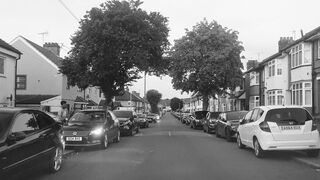 Carpet - black and white city street with parked cars | Trending HD Video