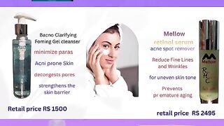 mellow retinol serum Bacno Clarifying Foming Gel cleanser  DM for order .03215408902 whatsap  03265224907
