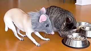 Chihuahua prank on cat by wearing mask _cat _catsofyoutube _prank _viralvideo