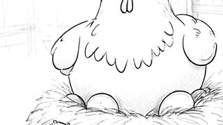 pinto pede comida a galinha