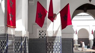 traditional moroccan architecture with flags | Professional HD Video