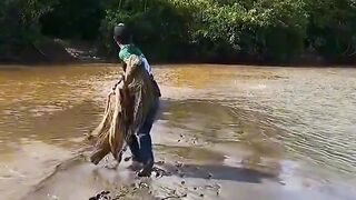 Fishing for giant catfish in the Amazon River