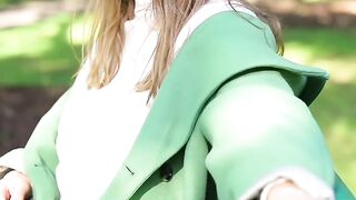 Woman Within - green coat white sneakers jeans black hat | Trending HD Video