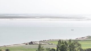 4K Computer Monitor - aerial view of river and green landscape | Trending HD Video