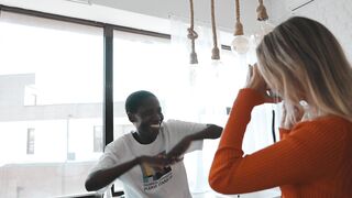 Funny Gift Ideas - a woman posing while getting captured by her friend | Trending HD Video