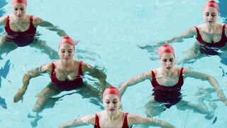Sportsgirl - five female synchronized swimmers in pool | Trending HD Video