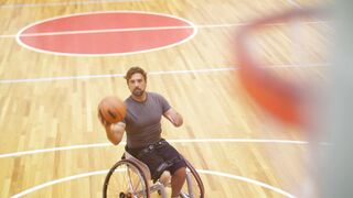 Sports - a man on a wheelchair playing basketball | Trending HD Video 4