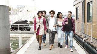 Funnyfuzzy - people walking together at the marina | Trending HD Video