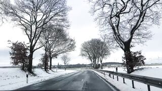 Winter solstice - scenic winter drive through snowy countryside | Trending HD Video