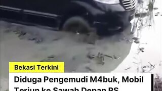 Pengemudi mabuk, mobil terjun ke sawah.