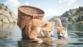 Mama Cat Trims Fur on the Farm and Makes Tiger Hat For Kittens At Home????????????