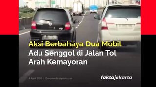 Sebuah aksi berbahaya terekam video di ruas jalan tol arah Kemayoran