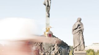 Travel Backpack - visitors at iconic prague charles bridge statue | Trending HD Video