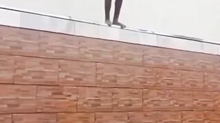 Funny boy falls