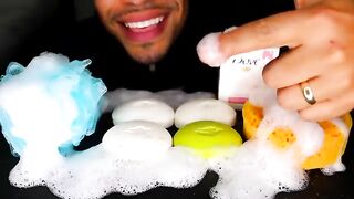 EDIBLE SOAP BARS WITH BUBBLES EATING _FAKE_ ASMR MUKBANG 먹방 PRANK JERRY MOUTH SOUNDS NO TALKING.