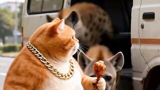 Fat orange cat couple