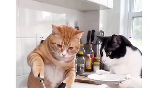 Cute cat is cooking ????