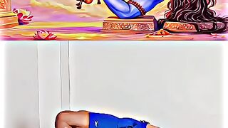 A man is imitating the style of the god Krishna.