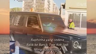 Raphinha yang cedera kembali ke Barca, tapi ko jadi mirip Bad Bunny.