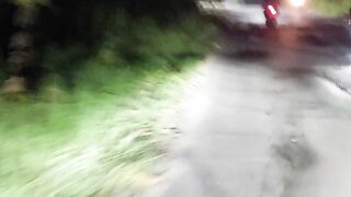 riding a motorbike in the cool evening