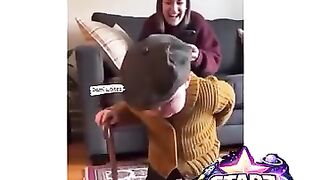 A child imitates his grandfather.????????