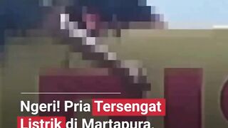 Ngeri! Seorang pria tersengat listrik di Martapura hingga mengalami luka bakar serius.