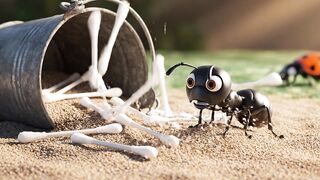 Formiga tomando chuva de cotonetes