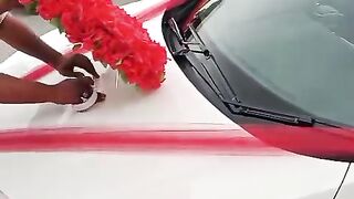 Decoration of wedding car