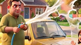 Man Waters His Car to Grow a Bus ???? | Pixar Style Funny Animation | #shorts #ai #cartoon
