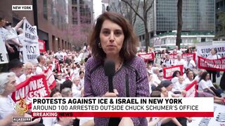 Dozens arrested in New York as protesters urge senators to block Israel arms sales.mp4