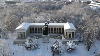 Winterhalter - munich winter aerial view of bavaria statue | Trending HD Video