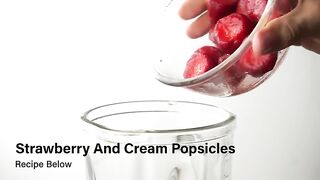 4 Ingredient Easy Homemade Popsicle Recipe - Strawberry Cream.