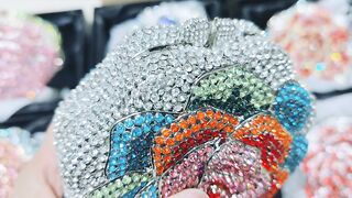 Rose Flower Crystal Clutch Women Evening Bags Formal Party Rhinestone Handbag Wedding Bridal Purse