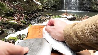 Cooking luncg in forest