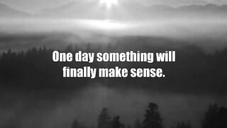 One day something will finally make sense.