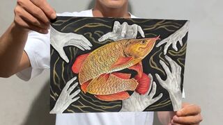 Painting Arowana Gold Fish