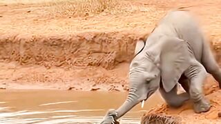 Mother Elephant Saves Baby From Danger #elephant #babyelephant #crocodile #rescue