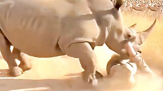 This Moment Shows Why Awareness Matters In The Savannah #wildlife #savannah #lion #awarness #animals #rhinoceros
