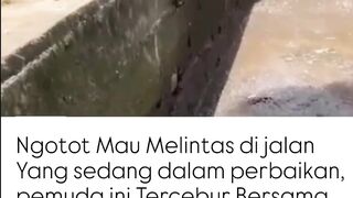 remaja ini nekat menerobos jalan yang sedang dalam perbaikan dan endingnya miris