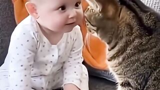 Baby lucu belajar ngomong sama kucing#catshorts #kucinglucu #viralvideo
