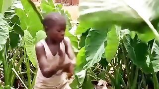 Menino cria imagem em folhas