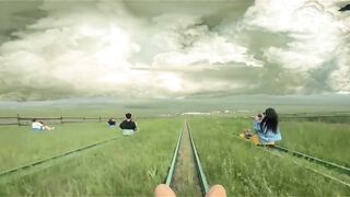 Skiing on the grasslands